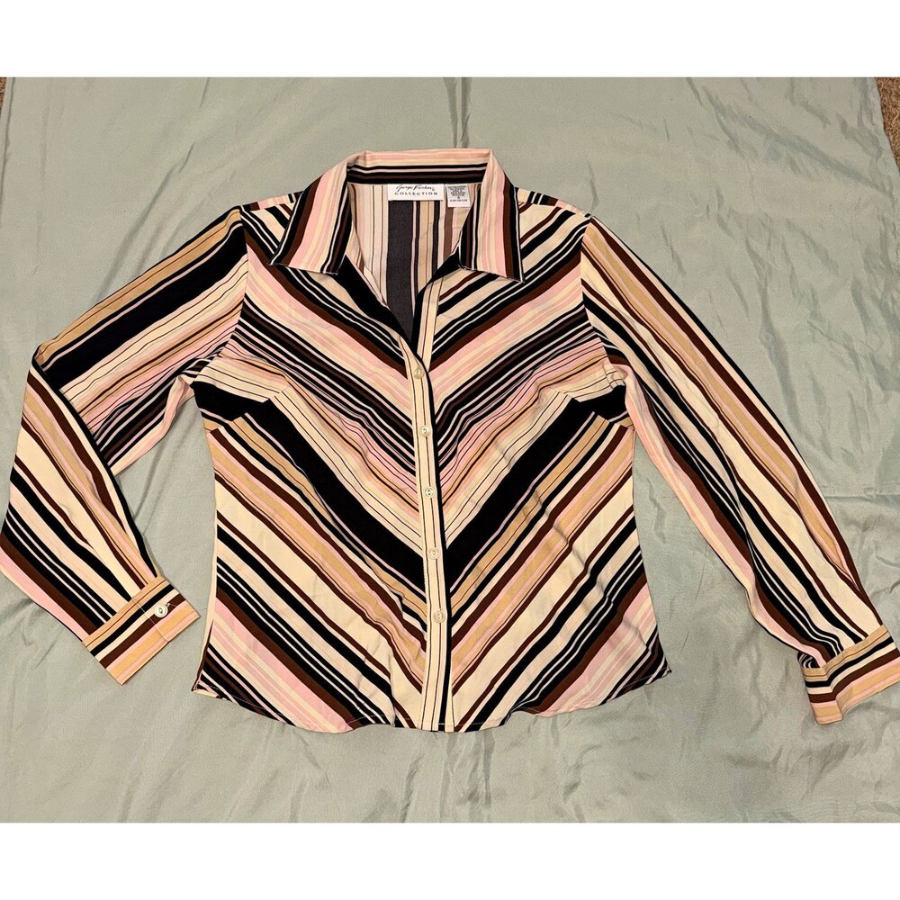 Vintage Giorgio Fiorlini Collection Striped Blouse Women's Size S Button Down
